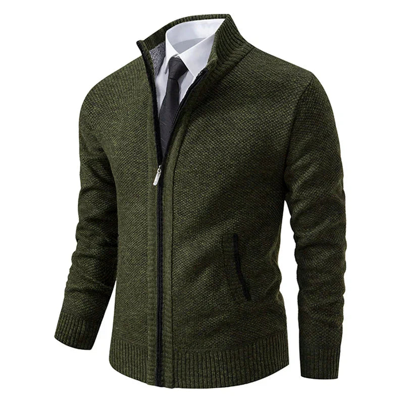 Otto knitted cardigan with zipper – modern stand-up collar look