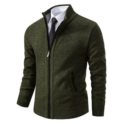 Otto knitted cardigan with zipper – modern stand-up collar look