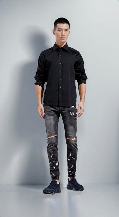 The Asher Distressed Biker Jeans