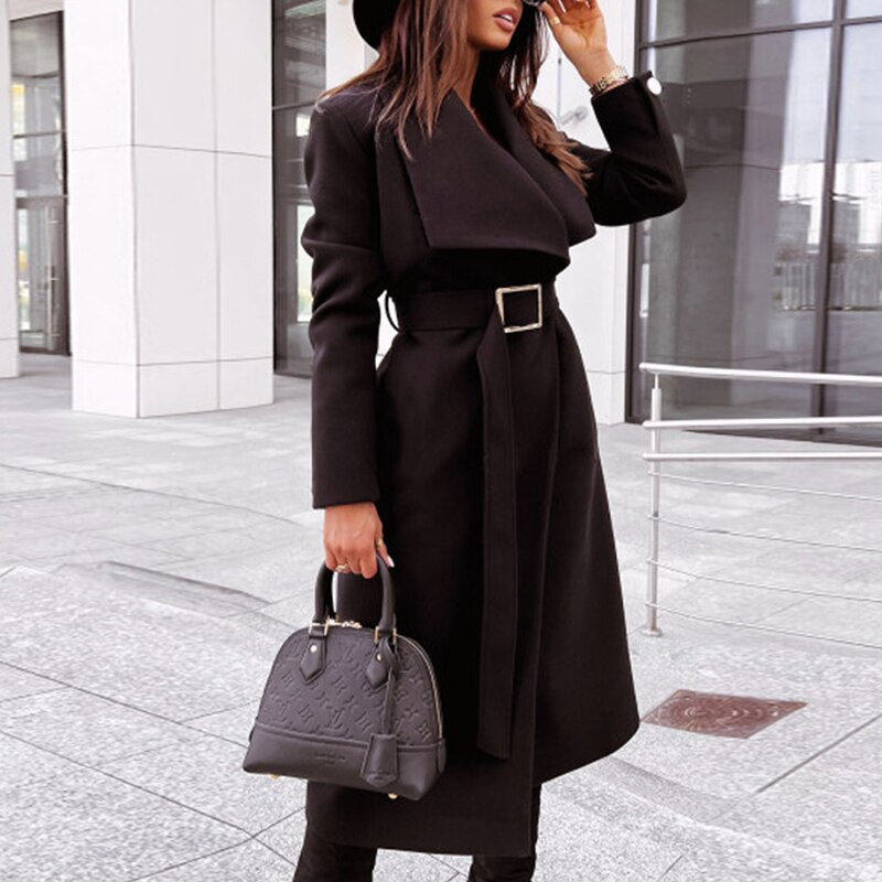 Alena | Elegant Wool Coat with Belt for Women