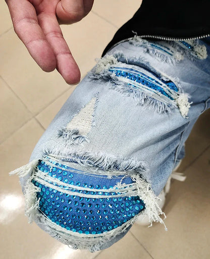 The Montague Rhinestone Distressed Jeans