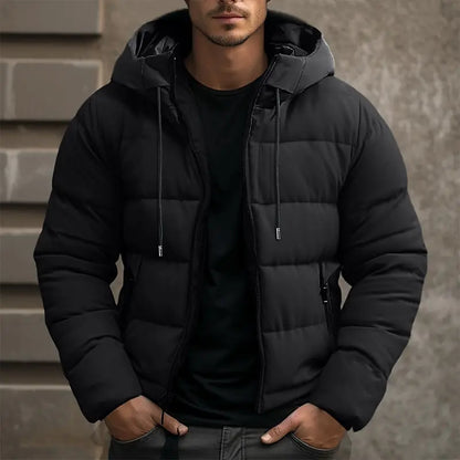 Men's winter quilted jacket with hood – warm and comfortable