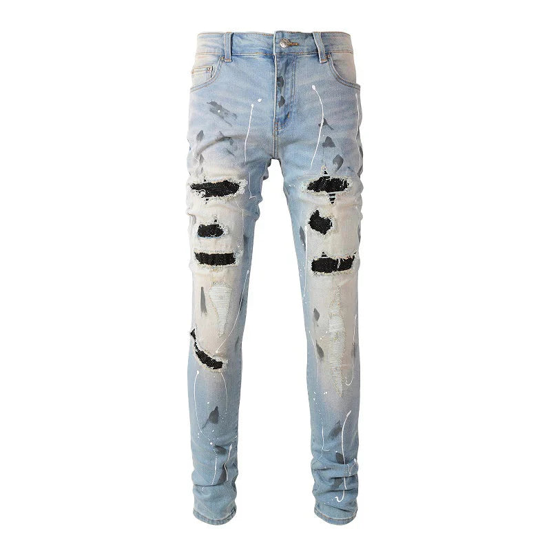 The Cromwell Distressed Denim Biker Jeans