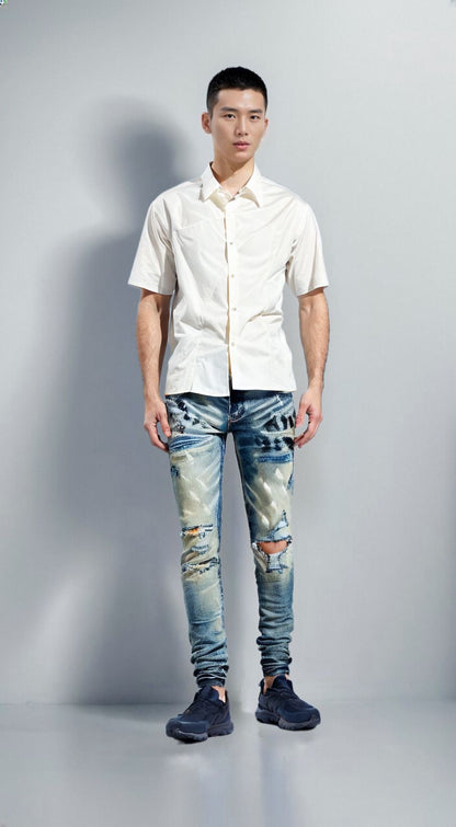 The Mercer Distressed Biker Jeans