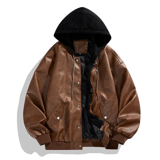 The Drystan Faux Leather Hooded Jacket