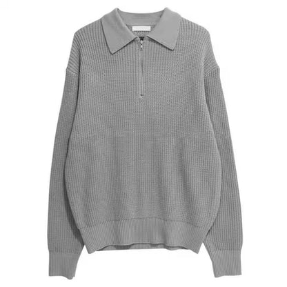 Men's ribbed zip-up sweater with collar – men