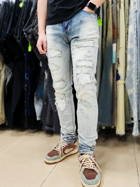 The Prescott Rhinestone Distressed Jeans