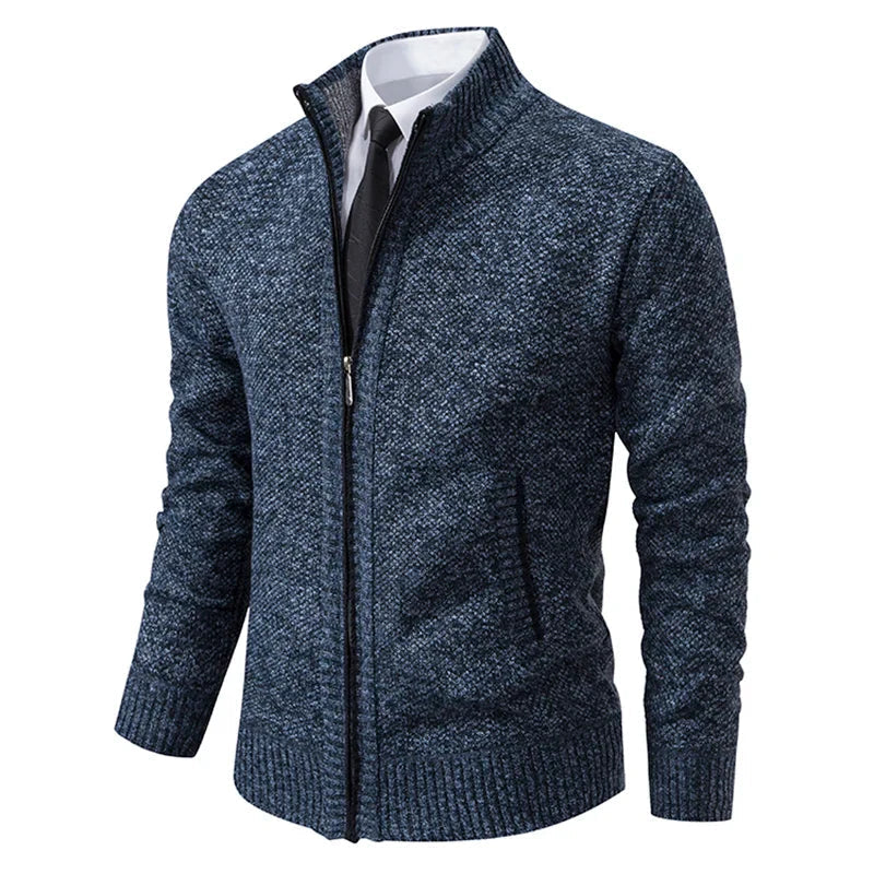 Otto knitted cardigan with zipper – modern stand-up collar look
