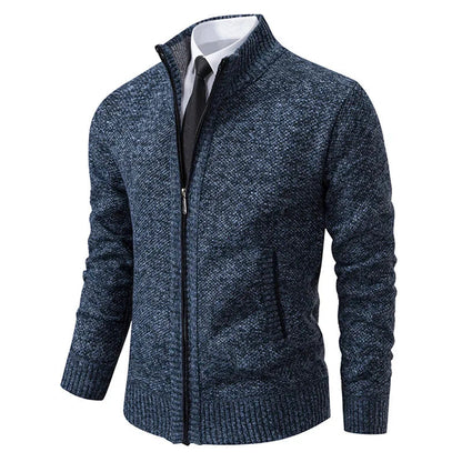 Otto knitted cardigan with zipper – modern stand-up collar look
