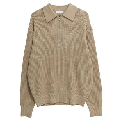 Men's ribbed zip-up sweater with collar – men