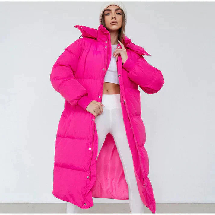 Women's long puffer jacket, extra warm and cozy