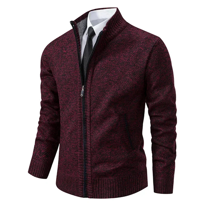 Otto knitted cardigan with zipper – modern stand-up collar look