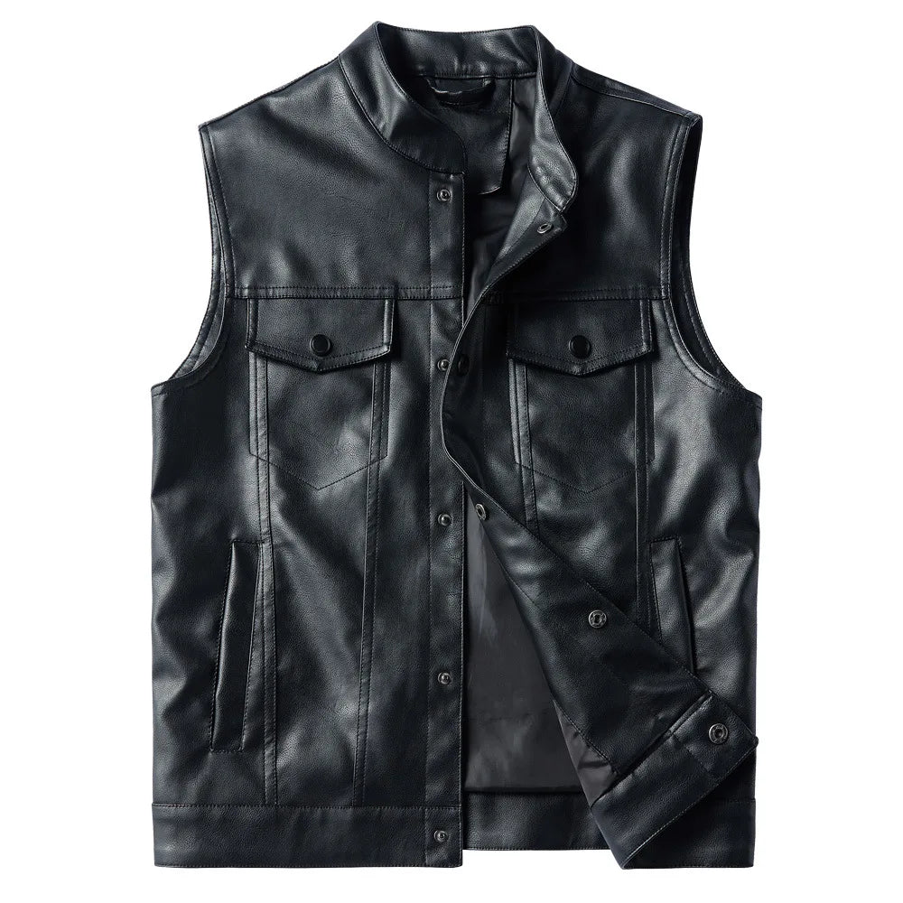 The Eryx Faux Leather Multiple Pocket Biker Vest