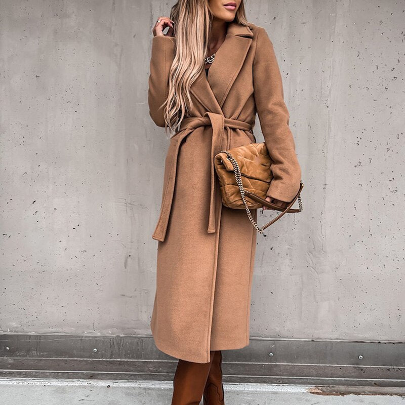 Alena | Elegant Wool Coat with Belt for Women