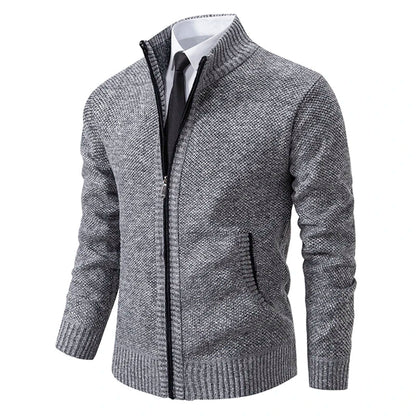 Otto knitted cardigan with zipper – modern stand-up collar look