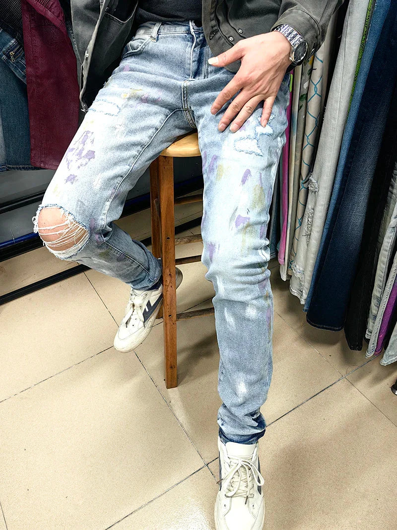 The Rivington Distressed Biker Jeans