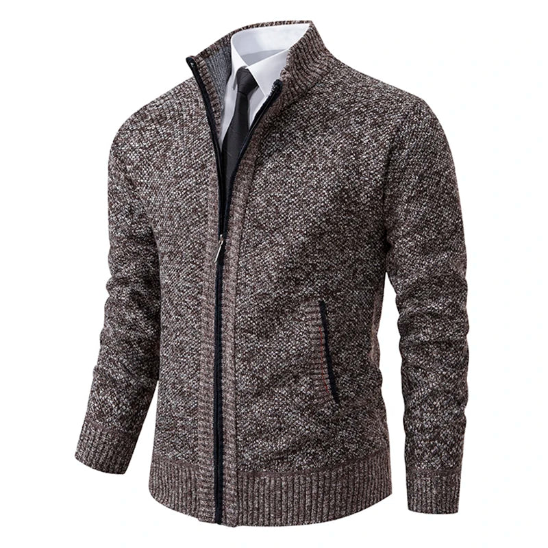 Otto knitted cardigan with zipper – modern stand-up collar look
