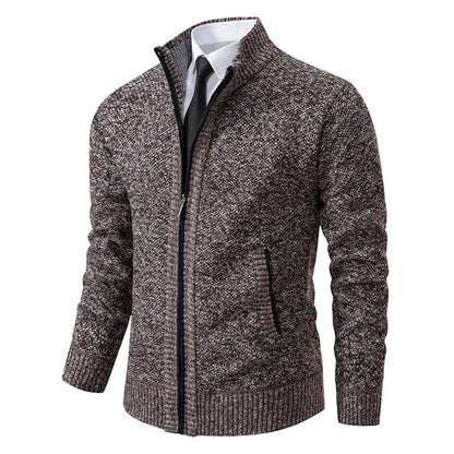 Otto knitted cardigan with zipper – modern stand-up collar look
