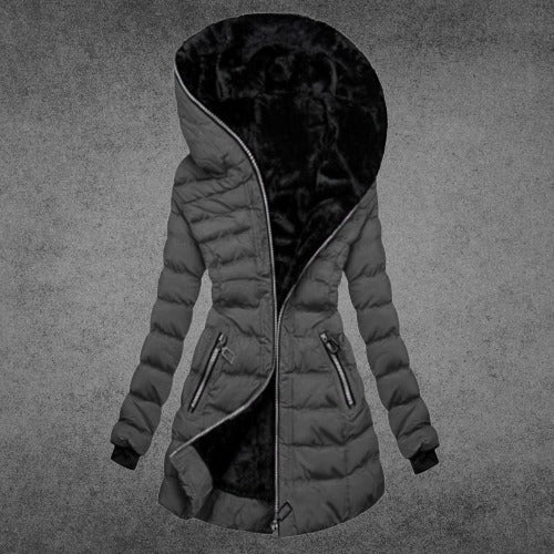 Women’s hooded zip jacket with ribbed sleeves – women