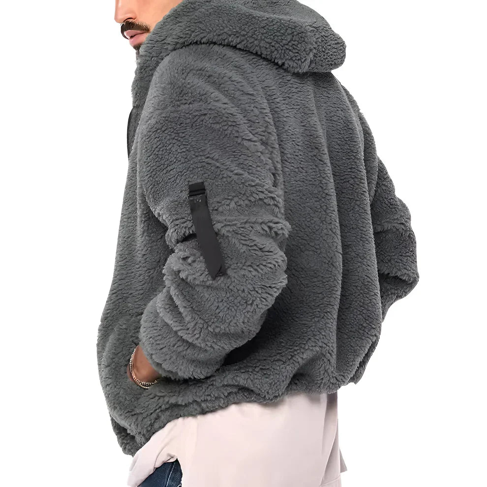 Men’s sherpa fleece jacket warm cosy zip-up – men