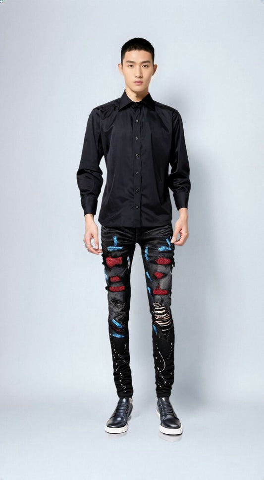 The Blackthorn Distressed Biker Jeans