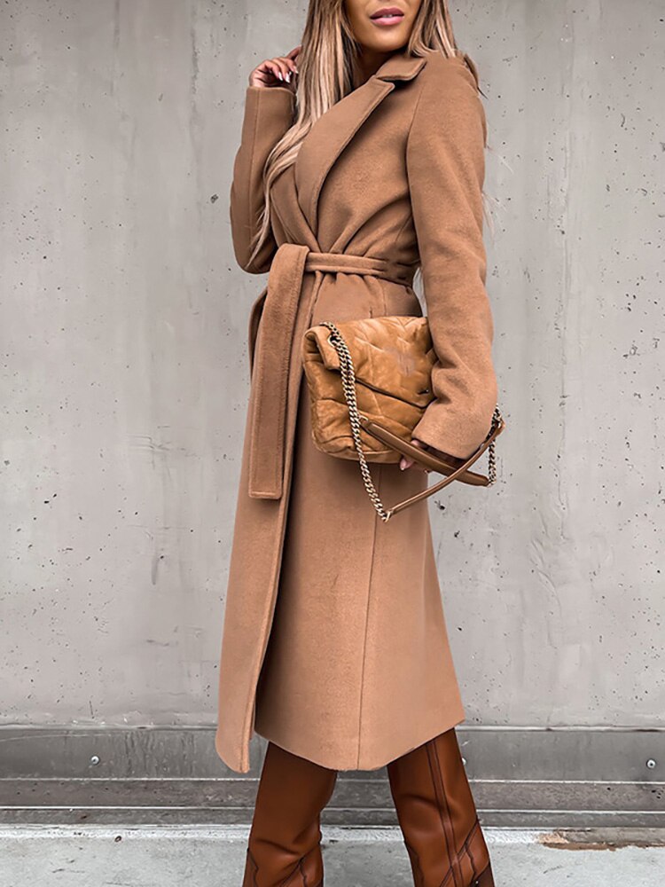 Alena | Elegant Wool Coat with Belt for Women