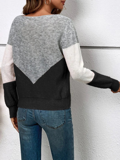 Color-block knit sweater – women