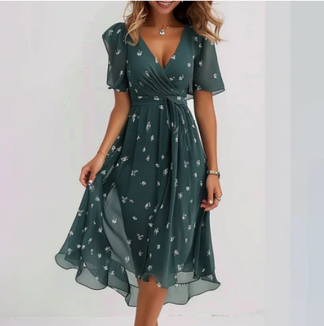 Harper - emerald midi flower dress