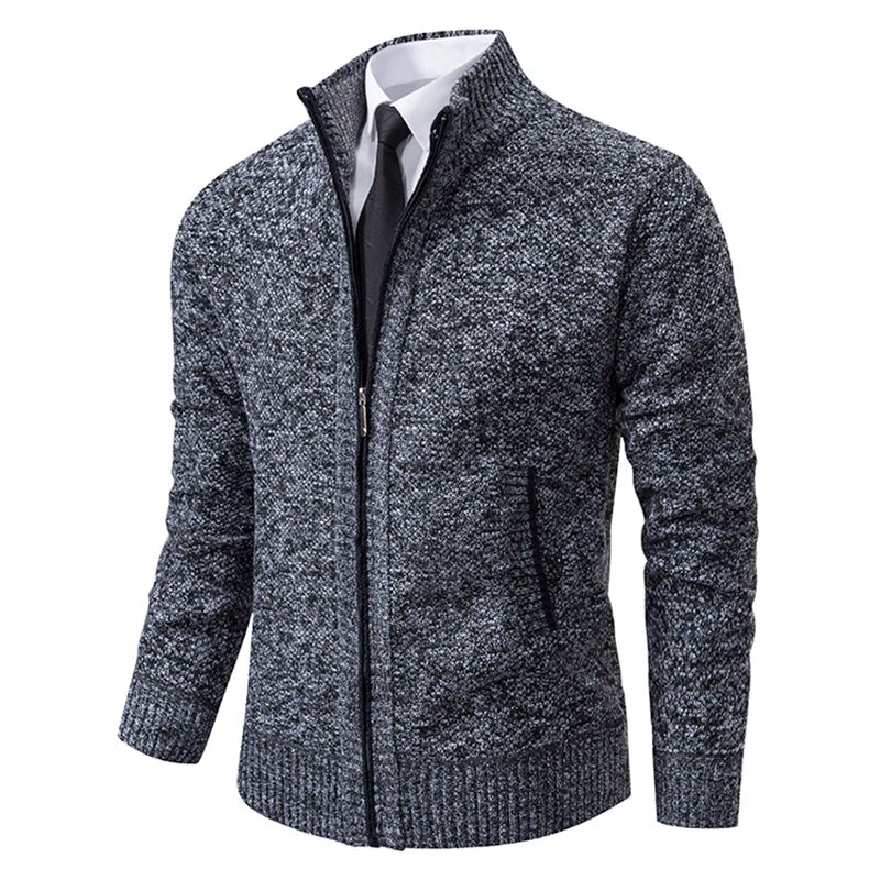 Otto knitted cardigan with zipper – modern stand-up collar look