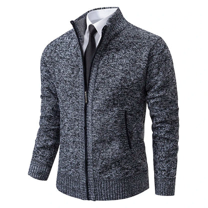 Otto knitted cardigan with zipper – modern stand-up collar look
