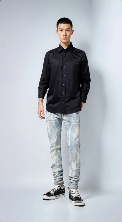 The Lancaster Distressed Denim Biker Jeans