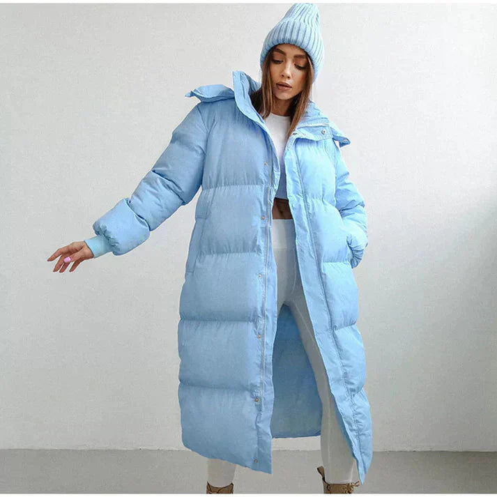 Women's long puffer jacket, extra warm and cozy