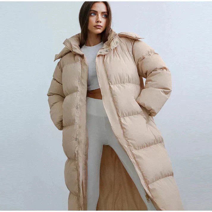 Women's long puffer jacket, extra warm and cozy