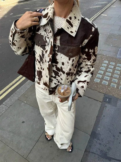 Nova suede cowhide jacket – modern leather look with a suede finish