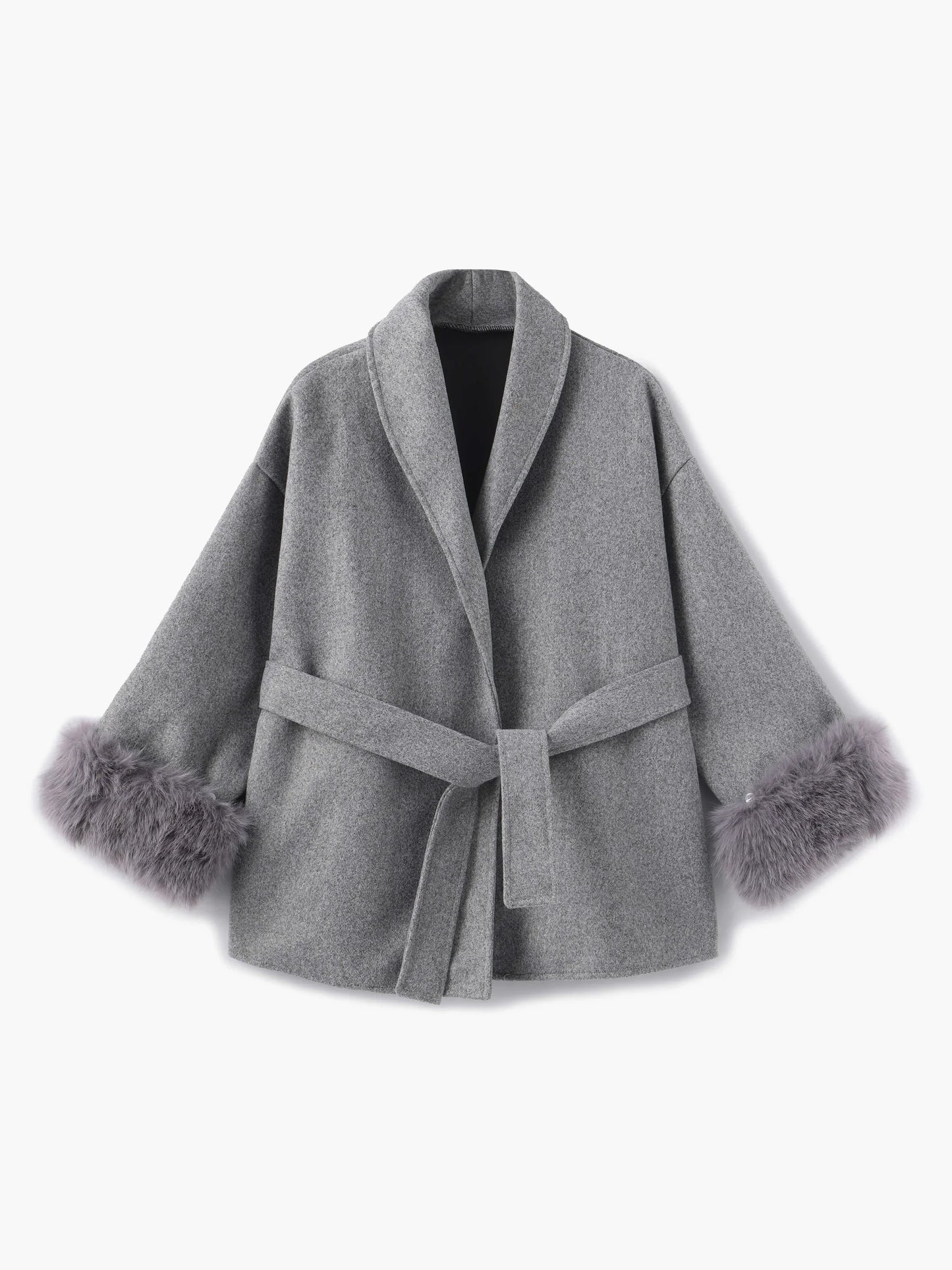 Women's coat with faux fur trim – elegant short winter coat