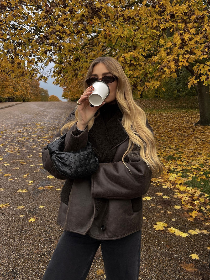 Kiara stylish jacket with faux-leather & fleece details – women