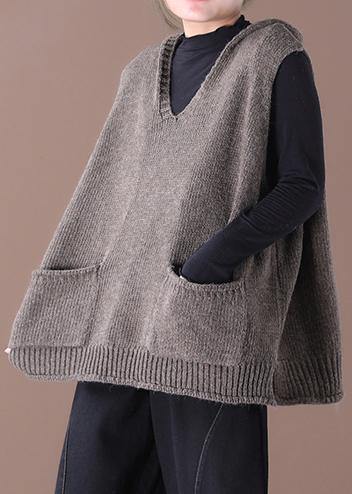 2024 New Loose Large Size Literary Hooded Knit Waistcoat Sweater Coat