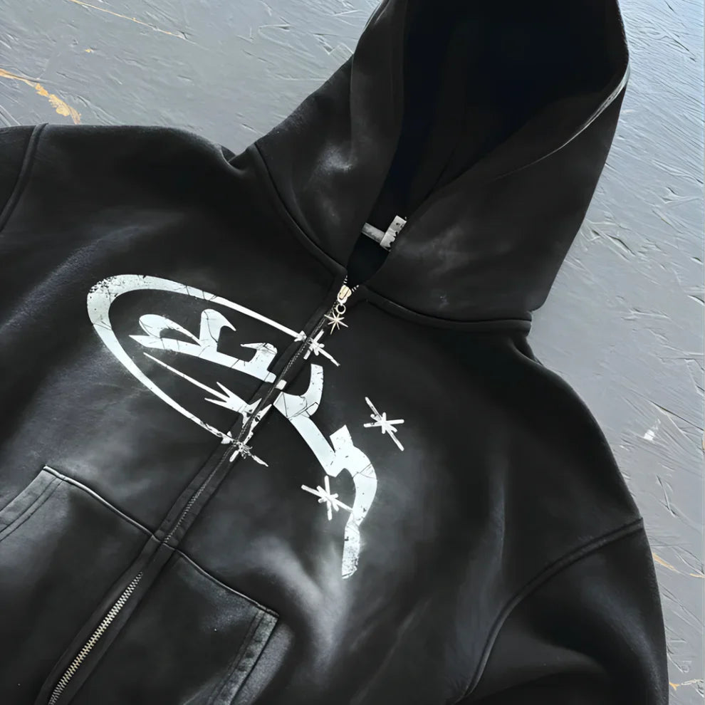 Men’s printed zip-up hooded jacket – men