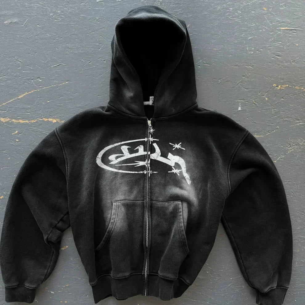 Men’s printed zip-up hooded jacket – men