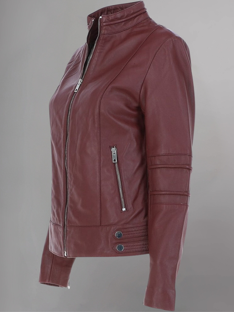 Tan Brown Women Biker Leather Jacket