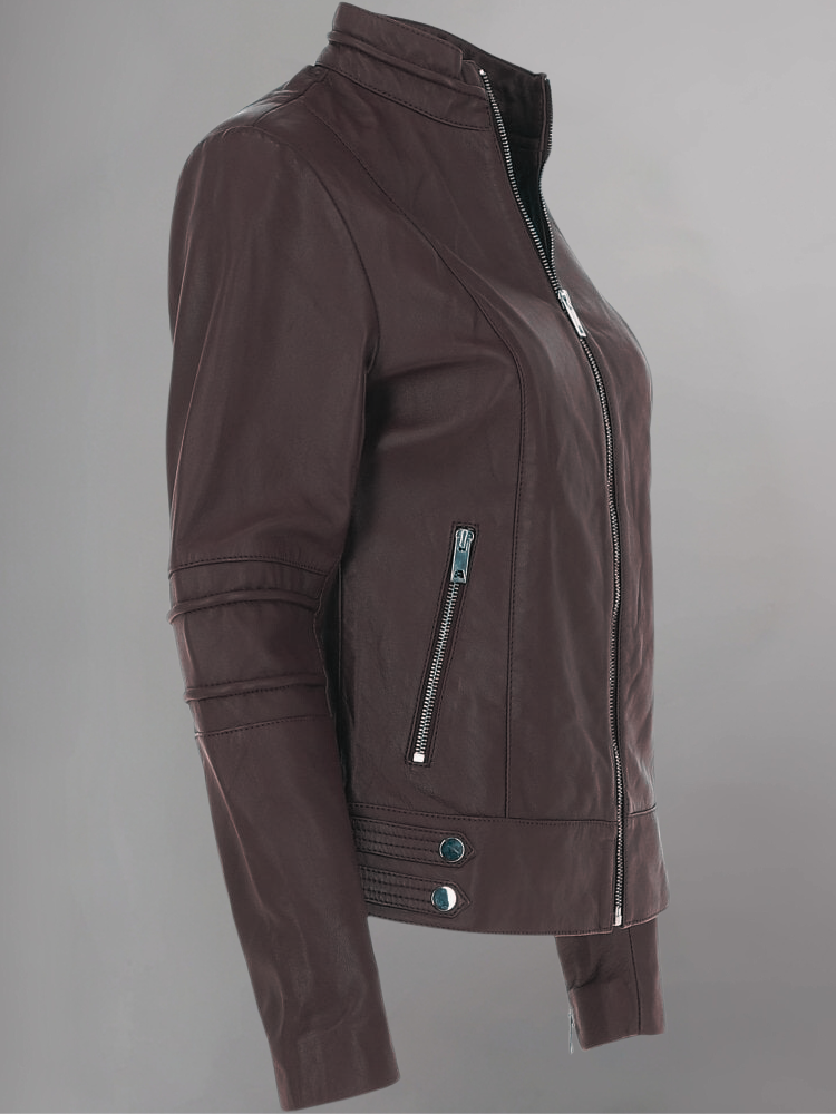 Tan Brown Women Biker Leather Jacket