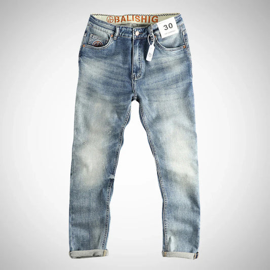 Stephen light blue washed denim jeans – men