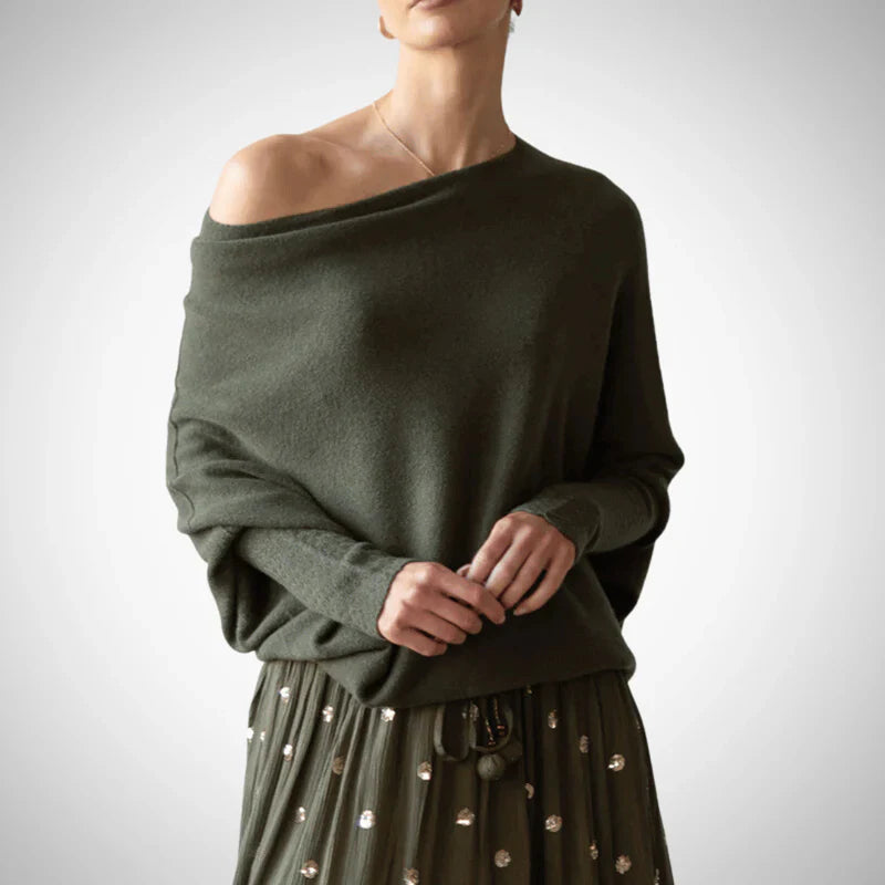 Jennifer asymmetrical shoulder sweater for women