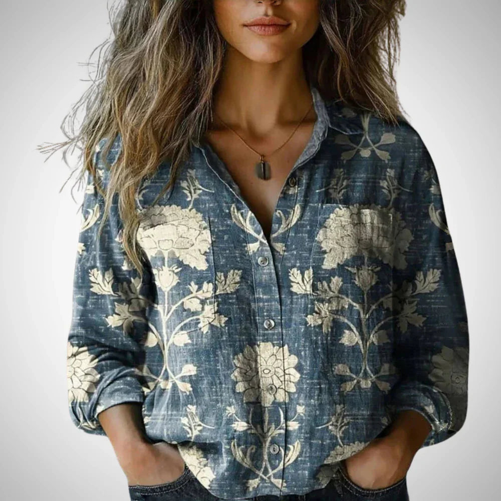 Chiara printed vintage blouse for women