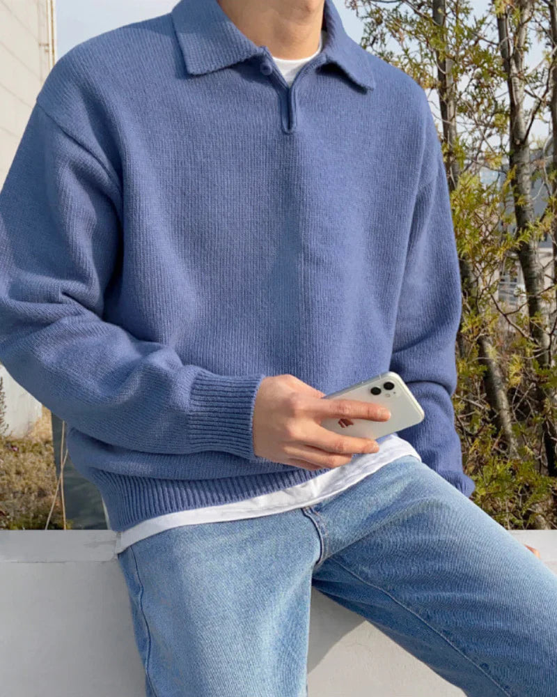 Andrew cozy wool knit polo sweater – men