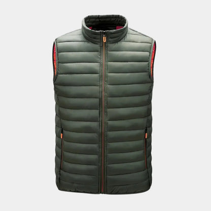 Lightweight bodywarmer vest with stand collar – men