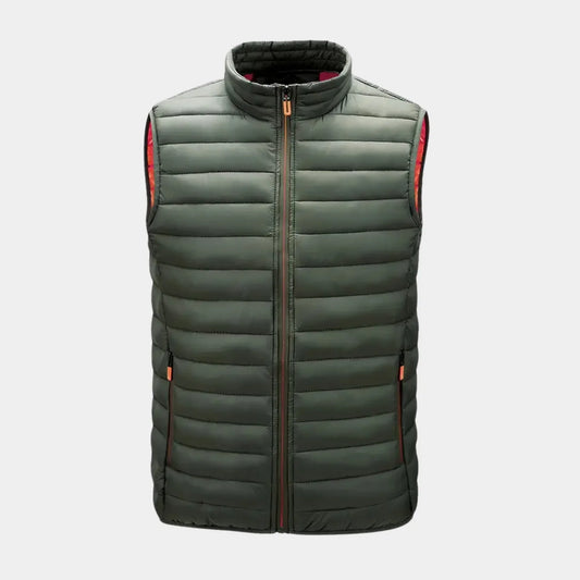 Lightweight bodywarmer vest with stand collar – men