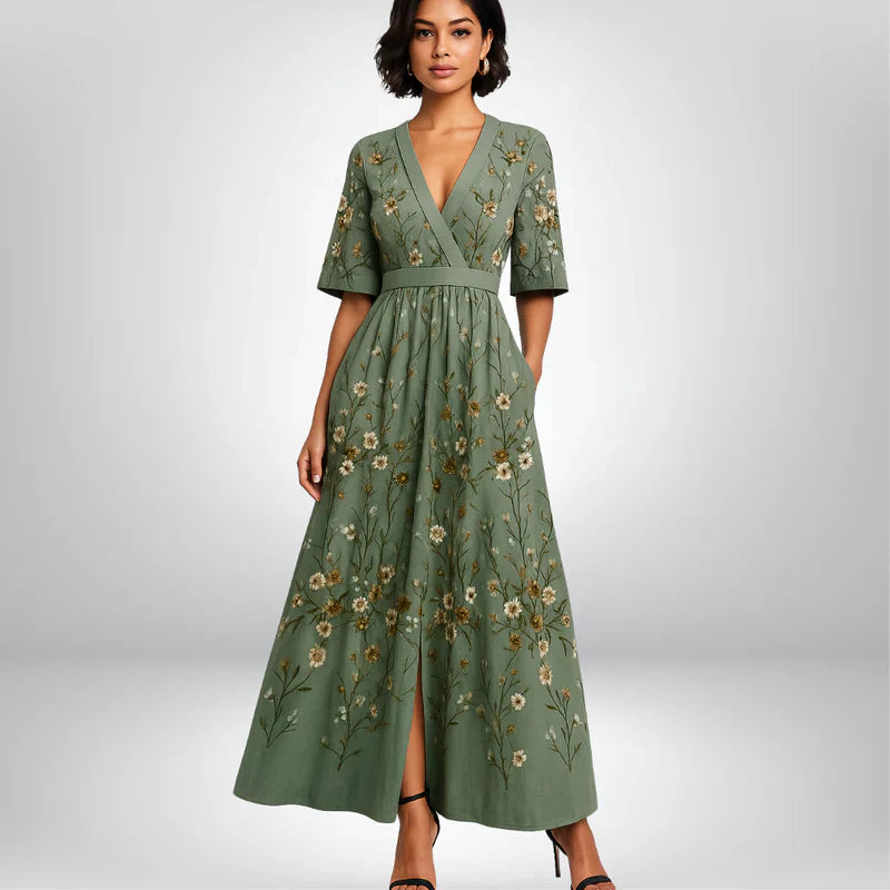 Sapphire elegant floral wrap dress – women