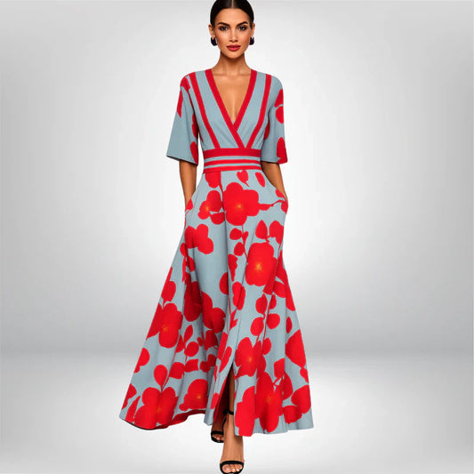 Sapphire elegant floral wrap dress – women