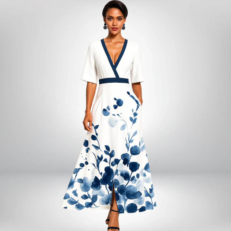 Sapphire elegant floral wrap dress – women